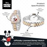 Disney Mickey Mouse Watch – Stylish & Fun Mickey Mouse Watches for Women – Classic Inspired Timepiece – Women's Watch with White Dial & Floating Stones, Multicolor Stainless Steel Strap
