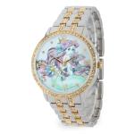 Disney Ariel Inspired Fashion Watch for Women – Stylish Mermaid Character Dial with Sparkling Bezel – Great Christmas Gift for Moms, Women, or Collectors of Animated Accessories – Gold Bracelet Strap