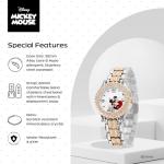 Disney Mickey Mouse Watch – Stylish & Fun Mickey Mouse Watches for Women – Classic Inspired Timepiece – Women's Watch with White Dial & Floating Stones, Multicolor Stainless Steel Strap