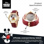 Disney Mickey Watch - Watch for Women - Mickey Mouse Watches for Women - Toys - 90s Mouse - Vintage - 's Articulating Hands - Gold Case - Red Leather Strap