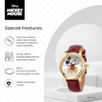 Disney Mickey Watch - Watch for Women - Mickey Mouse Watches for Women - Toys - 90s Mouse - Vintage - 's Articulating Hands - Gold Case - Red Leather Strap