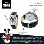 Disney Mickey Watch - Watch for Women - Mickey Mouse Watches for Women - Toys - 90s Mouse - Vintage - 's Articulating Hands - Silver Case - Black Leather Strap