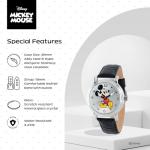 Disney Mickey Watch - Watch for Women - Mickey Mouse Watches for Women - Toys - 90s Mouse - Vintage - 's Articulating Hands - Silver Case - Black Leather Strap