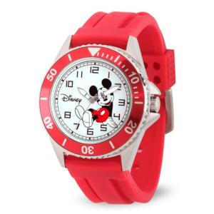 Mickey Mouse Watch for Men – Vintage-Inspired Mickey Mouse Watches for Men – Stylish Leather-Look Watch – Classic 's Watches with Red Dial, Red Plastic Silicone Strap – Gift for Mens