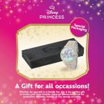 Disney Ariel Inspired Fashion Watch for Women – Stylish Mermaid Character Dial with Sparkling Bezel – Great Christmas Gift for Moms, Women, or Collectors of Animated Accessories – Gold Bracelet Strap