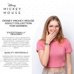 Disney Mickey Watch - Watch for Women - Mickey Mouse Watches for Women - Toys - 90s Mouse - Vintage - 's Articulating Hands - Silver Case - Black Leather Strap