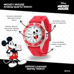 Mickey Mouse Watch for Men – Vintage-Inspired Mickey Mouse Watches for Men – Stylish Leather-Look Watch – Classic 's Watches with Red Dial, Red Plastic Silicone Strap – Gift for Mens