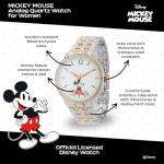 Mickey Mouse Watch Womens – Stylish & Fun Mickey Mouse Watches for Women – Classic Watch with White Dial, Silver Case & Multicolor Stainless Steel Strap