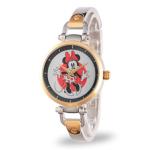 Disney Minnie Mouse Watch for Women, Stylish Minnie Watches for Women, Elegant 's Mouse Watch, Perfect Watches Fashionable, Multicolor Stainless Steel Strap, Gold Case, Black Bezel