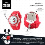 Mickey Mouse Watch for Men – Vintage-Inspired Mickey Mouse Watches for Men – Stylish Leather-Look Watch – Classic 's Watches with Red Dial, Red Plastic Silicone Strap – Gift for Mens