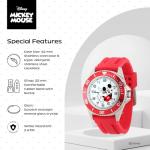 Mickey Mouse Watch for Men – Vintage-Inspired Mickey Mouse Watches for Men – Stylish Leather-Look Watch – Classic 's Watches with Red Dial, Red Plastic Silicone Strap – Gift for Mens