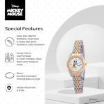 Disney Officially Licensed Mickey Mouse Watch – Stylish Mickey Mouse Watch for Women – Classic Watches Fans – Women's Stainless Steel Watches with White Dial