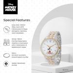 Mickey Mouse Watch Womens – Stylish & Fun Mickey Mouse Watches for Women – Classic Watch with White Dial, Silver Case & Multicolor Stainless Steel Strap