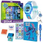 Disney Stitch Digital Watch Journal Diary with Lock for Girls Boys Cute Spiral Notebook Pen Stamp Ink Pad Fun Cute Stuff Gifts for Kids