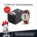 Disney Minnie Mouse Watch for Women - Brown Leather Strap, Gold Case, White Dial - Stylish Minnie Watches for Women, Classic Mouse Watch, Elegant 's Watches with Timeless Design