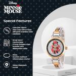 Disney Minnie Mouse Watch for Women, Stylish Minnie Watches for Women, Elegant 's Mouse Watch, Perfect Watches Fashionable, Multicolor Stainless Steel Strap, Gold Case, Black Bezel