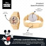 Disney Officially Licensed Mickey Mouse Watch for Men, Articulating Hands Design, Mickey Mouse Watches for Men, Classic Watch, Gold Dial, Metal Case, Stainless Steel Strap