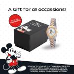 Disney Officially Licensed Mickey Mouse Watch – Stylish Mickey Mouse Watch for Women – Classic Watches Fans – Women's Stainless Steel Watches with White Dial