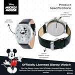 Disney Officially Licensed Mickey Mouse Articulating Hands Watch for Men, Classic Mickey Watch Fans & Collectors - Silver Dial Timepiece with Metal Case & Black Leather Strap