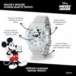 Disney Vintage Mickey Mouse Watch for Men, Classic Mickey Watch, Watches for Men, Stylish Watches, Timeless Mouse Timepiece Him, Silver Dial & Case, Stainless Steel Strap