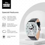 Disney Officially Licensed Mickey Mouse Articulating Hands Watch for Men, Classic Mickey Watch Fans & Collectors - Silver Dial Timepiece with Metal Case & Black Leather Strap
