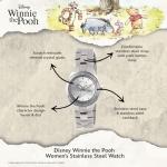 Disney Elegant Winnie The Pooh Women’s Watch Featuring Pooh Dial and Silver Accents – Stylish Gift Fans, Collectors, Silver-Tone Case, Bezel, and Stainless Steel Link Bracelet