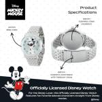Disney Vintage Mickey Mouse Watch for Men, Classic Mickey Watch, Watches for Men, Stylish Watches, Timeless Mouse Timepiece Him, Silver Dial & Case, Stainless Steel Strap