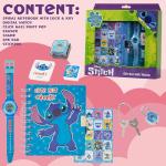 Disney Stitch Digital Watch Journal Diary with Lock for Girls Boys Cute Spiral Notebook Pen Stamp Ink Pad Fun Cute Stuff Gifts for Kids
