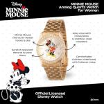 Disney Minnie Mouse Watch for Women, Stylish Minnie Mouse Watches for Women, Elegant 's Watch, Perfect Watches, Classic Gold Stainless Steel Strap, White Dial