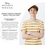 Disney Vintage Mickey Mouse Watch for Men, Classic Mickey Watch, Watches for Men, Stylish Watches, Timeless Mouse Timepiece Him, Silver Dial & Case, Stainless Steel Strap