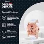 Disney Minnie Watch - Watch for Women - Minnie Mouse Watches for Women - Toys - 90s Mouse - Vintage - 's Clock Hands - Gold Rose Case - White Leather Strap