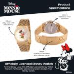 Disney Minnie Mouse Watch for Women, Stylish Minnie Mouse Watches for Women, Elegant 's Watch, Perfect Watches, Classic Gold Stainless Steel Strap, White Dial