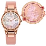 Citizen Ladies Eco-Drive Disney Princess Belle Watch, Pink Leather Strap, White Dial, Date (Model: GA1083-43D)