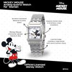 Disney Officially Licensed Mickey Mouse Watch – Stylish Mickey Mouse Watches for Women – Classic & Elegant Watch Fans – Women's Square Watches with White Dial & Silver Strap