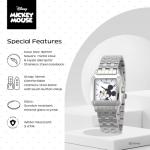 Disney Officially Licensed Mickey Mouse Watch – Stylish Mickey Mouse Watches for Women – Classic & Elegant Watch Fans – Women's Square Watches with White Dial & Silver Strap