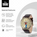 Disney Men's Goofy Watch – Stylish & Fun Goofy Watches for Men – Gift Fans & Collectors – Classic Watch with Leather Strap, White Dial & Metal Case