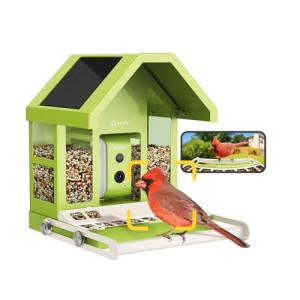 Birdfy Smart Bird Feeder with Camera, Durable Metal Feeders for Outdoors, Auto-Identify & Record Video, Instant Alert, Live Bird Watching Camera Solar, Gifts for Backyard Birder (AI Lifetime Free)