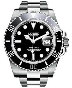 TEINTOP Loreo Men's Automatic Mechanical Watch - Silver Black