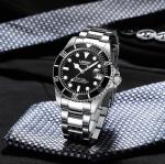 TEINTOP Loreo Men's Automatic Mechanical Watch - Silver Black