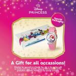 Disney Little Mermaid Watch for Girls Age 4–7 Featuring Ariel Rock Pose Over Sparkling Ocean – Magical Gift for Fans of Fantasy, Iconic Princess Style – Glitter Pink Bezel and Shimmer Dial Strap