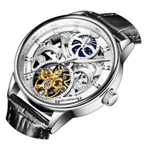 OLEVS Men's Luxury Skeleton Dress Watch