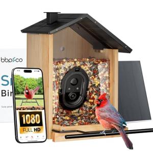 BBPECO Solar Powered Bird Feeder Camera, 3L Capacity Smart Feeder for AI Identify Over 10000 Species, Cloud Storage, Auto Capture & Instant Arrival Alerts, Ideal Bird Lovers Gifts