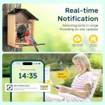 BBPECO Solar Powered Bird Feeder Camera, 3L Capacity Smart Feeder for AI Identify Over 10000 Species, Cloud Storage, Auto Capture & Instant Arrival Alerts, Ideal Bird Lovers Gifts