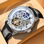 OLEVS Men's Luxury Skeleton Dress Watch