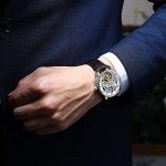 OLEVS Men's Luxury Skeleton Dress Watch