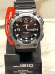 Casio Men's Tough Solar 5 Alarms Gray Case Black Resin Watch 47MM AQS810W-1A4V