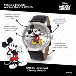 Disney Mickey's Articulating Hands Watch - Mickey Mouse Watch for Men - Vintage 90s Watches - Classic Men's Toys - Stylish Design - Silver Case - Leather Strap
