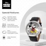 Disney Mickey's Articulating Hands Watch - Mickey Mouse Watch for Men - Vintage 90s Watches - Classic Men's Toys - Stylish Design - Silver Case - Leather Strap