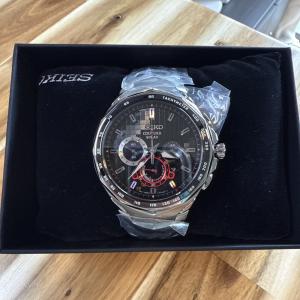 Authentic Seiko Men Solar Coutura Black Dial With Pixelated Pattern Watch SSC743