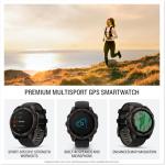Garmin fēnix® 8 – 47 mm, Solar, Sapphire, Premium Multisport GPS Smartwatch, Long-Lasting Battery Life, Dive-Rated, Built-in LED Flashlight, Carbon Gray DLC Titanium with Pebble Gray Band